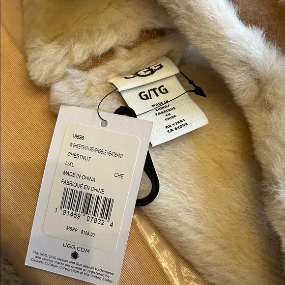 UGG Reversible Chestnut Shearing Sheepskin Headband - Picture 4 of 11